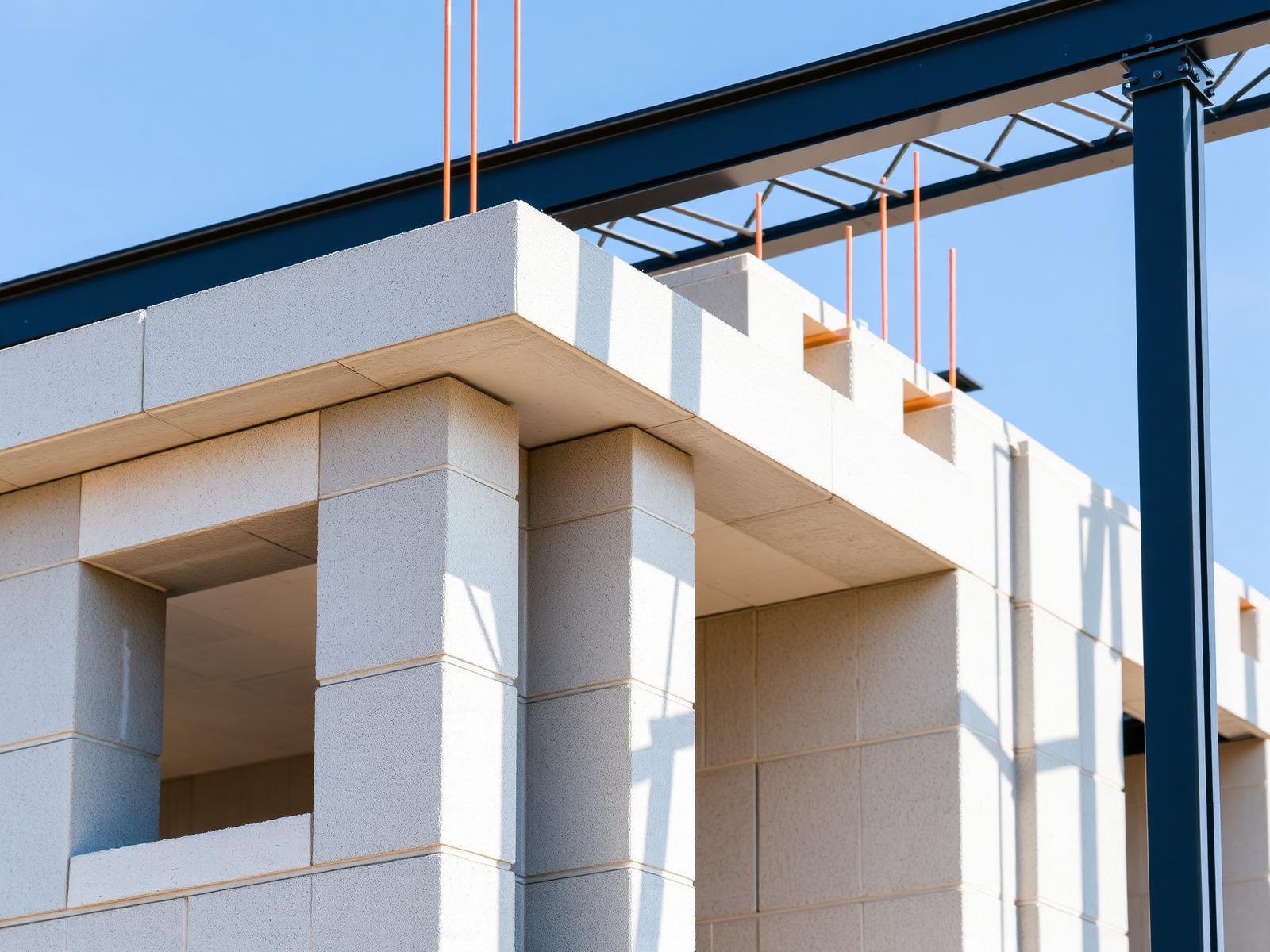 Sistema construtivo EPS com estrutura metálica em execução